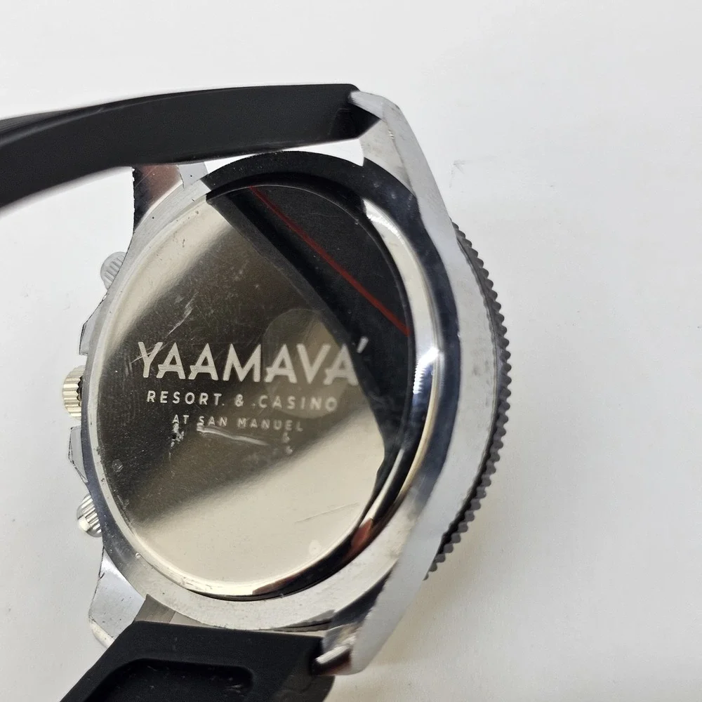 Men's Analog Watch 46MM Black Dial Black Plastic Bands New Battery